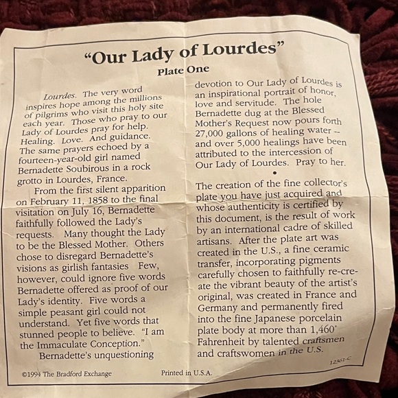 The Bradford Exchange Our Lady of Lourdes  Wall Art with Gold and Brown Frame - Picture 5 of 14